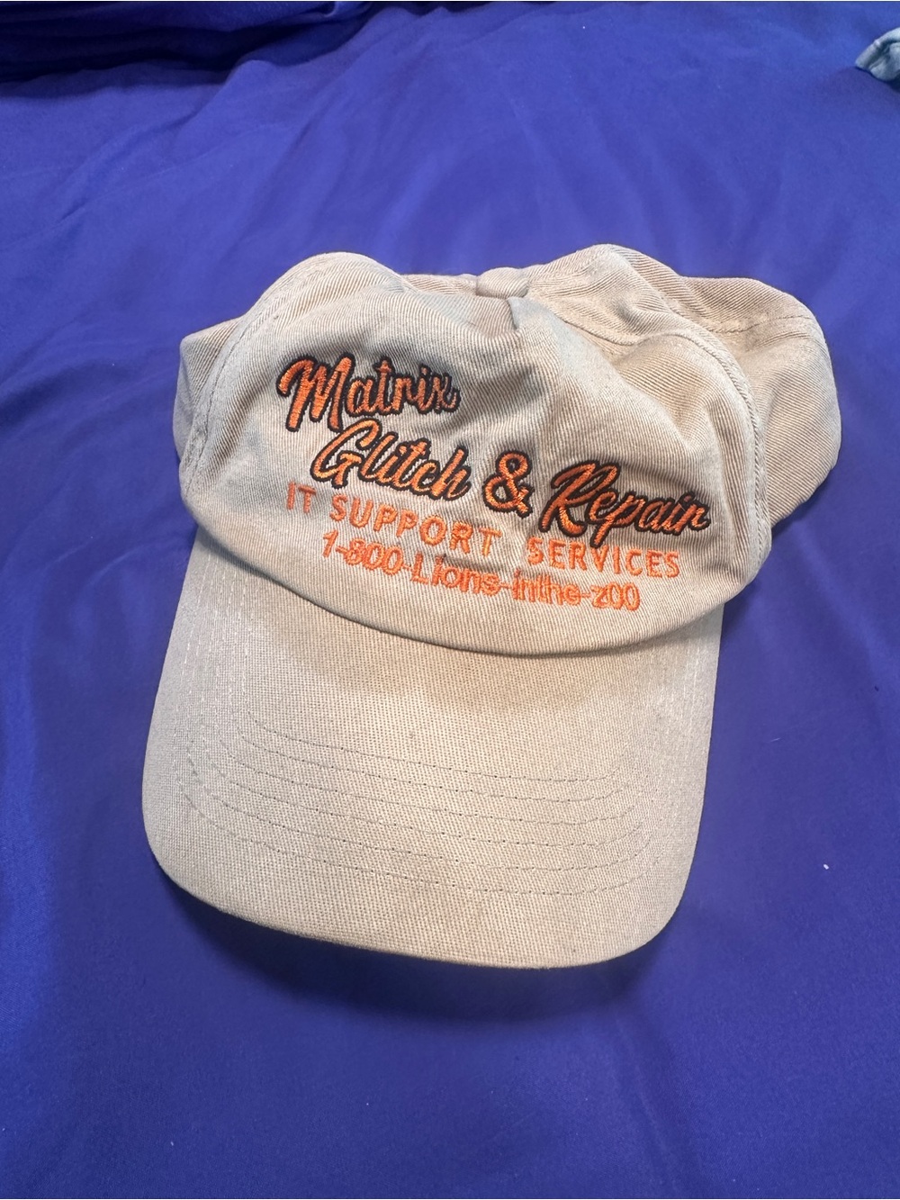Beige Embroidered Baseball Cap